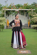 Prazu Fashion Black Reyon Attractive Gota-Patti Lace Lehenga With Top For Navaratri