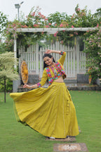 Lorenvalley Fashion Parotgreen Roman Silk with Attractive Gota-Patti Lace Lehenga Choli