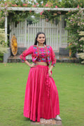 Lorenvalley Fashion Pink Roman Silk with Attractive Gota-Patti Lace Lehenga Choli