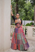 Lorenvalley Fashion Multicolor Cotton Print with With Gotta lace Work Lehenga Choli