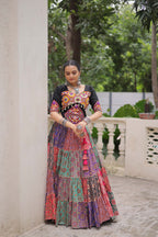Lorenvalley Fashion Multicolor Cotton Print with With Gotta lace Work Lehenga Choli