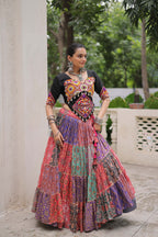 Lorenvalley Fashion Multicolor Cotton Print with With Gotta lace Work Lehenga Choli
