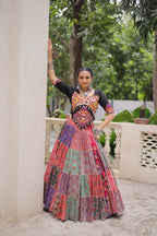 Lorenvalley Fashion Multicolor Cotton Print with With Gotta lace Work Lehenga Choli