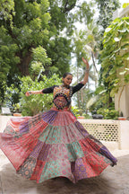 Lorenvalley Fashion Multicolor Cotton Print with With Gotta lace Work Lehenga Choli