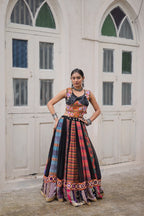 Prazu Fashion Black Georgette Print With Gamthi Work Navratri Lehenga