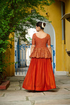 Lorenvalley Fashion Orange Fendy Silk Plain Lehenga with Embroidered work Choli