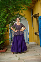 Lorenvalley Fashion Purple Fendy Silk Plain Lehenga with Embroidered work Choli