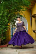 Prazu Fashion Violet Fendy Silk Embroidered Designer Lehenga