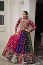 Prazu Fashion Multi Color Georgette With Kutchi Gamthi Work Lehenga For Navratri