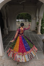 Prazu Fashion Multi Color Georgette With Kutchi Gamthi Work Lehenga For Navratri