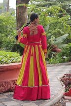 Lorenvalley Fashion Multicolor Roman Silk with attractive combination of Mirror lace embellished work Lehenga Choli
