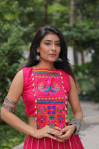 Lorenvalley Fashion Pink Roman Silk with Attractive Gota-Patti Lace Lehenga Choli