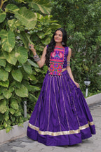 Lorenvalley Fashion Purple Roman Silk with Attractive Gota-Patti Lace Lehenga Choli