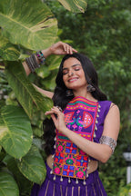 Lorenvalley Fashion Purple Roman Silk with Attractive Gota-Patti Lace Lehenga Choli