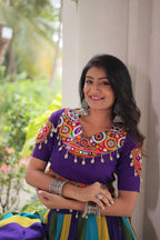 Lorenvalley Fashion Multicolor Roman Silk with Attractive Colour Combination Roman Fabric Gota Lace work Lehenga Choli