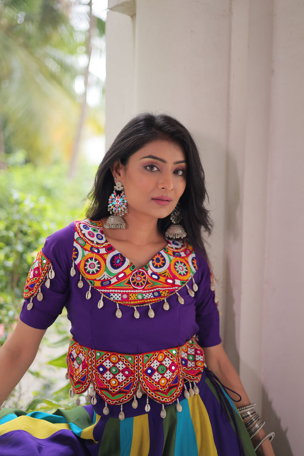Lorenvalley Fashion Multicolor Roman Silk with Attractive Colour Combination Roman Fabric Gota Lace work Lehenga Choli