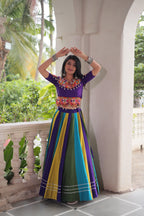Prazu Fashion Violet Roman With Gamthi Embroidered Lehenga For Navratri
