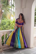 Prazu Fashion Violet Roman With Gamthi Embroidered Lehenga For Navratri