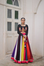 Prazu Fashion Black Roman With Gamthi Embroidered Lehenga For Navratri
