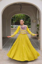 Prazu Fashion Parrot Roman Kutchi Gamthi Embroidered Work Lehenga For Navratri
