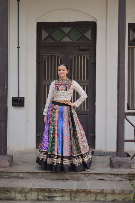 Lorenvalley Fashion Multicolor Cotton Printed With Attractive Gota-Patti & Real mirror Lace work Lehenga Choli