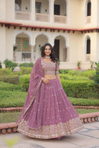 Prazu Fashion Onion Pink Georgette With Sequins & Zari Multi Embroidered Lehenga