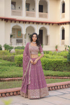 Prazu Fashion Onion Pink Georgette With Sequins & Zari Multi Embroidered Lehenga