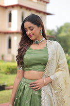 Prazu Fashion Mahendi Gold Crush With Sequins & Zari Embroidered Work Lehenga