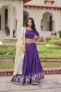Prazu Fashion Violet Gold Crush With Sequins & Zari Embroidered Work Lehenga