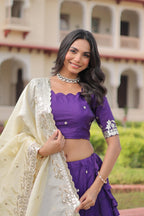 Prazu Fashion Violet Gold Crush With Sequins & Zari Embroidered Work Lehenga