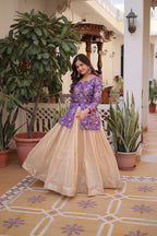 Prazu Fashion Purple Cosmos Weaving Jacquard Designer Lehenga - Distacart