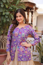Prazu Fashion Purple Cosmos Weaving Jacquard Designer Lehenga - Distacart