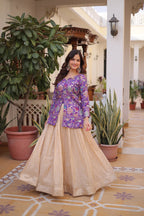 Prazu Fashion Purple Cosmos Weaving Jacquard Designer Lehenga - Distacart
