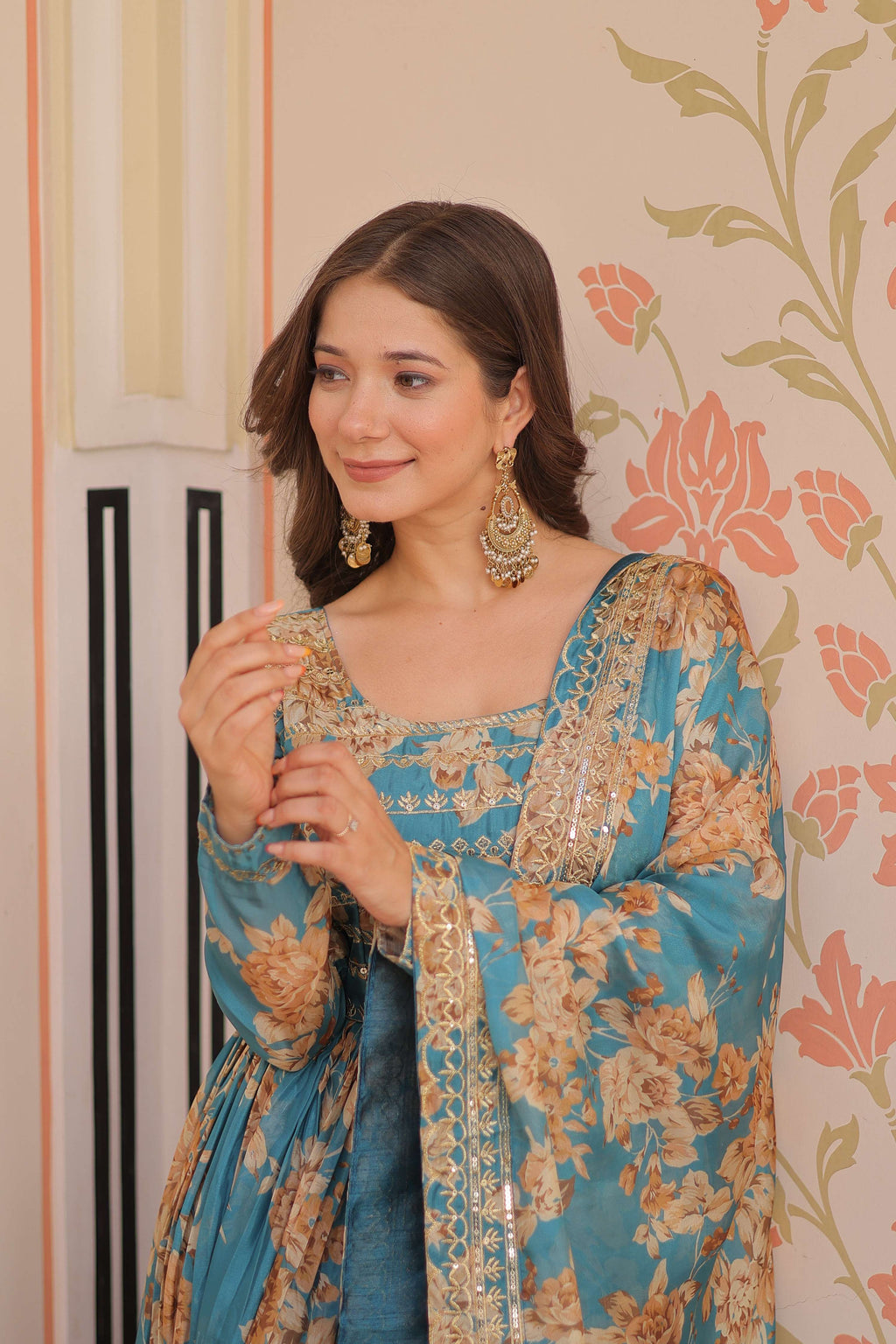 Vedant Vastram Russian Silk Embroidery & Sequence Work Stitched Ethnic Gown-Rama - Distacart