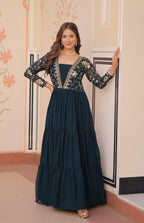 Vedant Vastram Georgette Embroidery & Sequence Work Stitched Ethnic Gown-Rama - Distacart