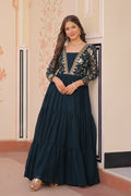 Vedant Vastram Georgette Embroidery & Sequence Work Stitched Ethnic Gown-Rama - Distacart
