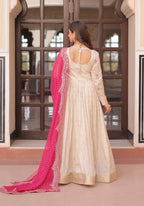 Vedant Vastram Russian Silk Embroidery & Sequence Work Stitched Ethnic Gown-Pink - Distacart