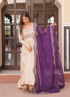Vedant Vastram Russian Silk Embroidery & Sequence Work Stitched Ethnic Gown-Purple - Distacart