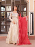 Vedant Vastram Russian Silk Embroidery & Sequence Work Stitched Ethnic Gown-Red - Distacart