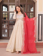 Vedant Vastram Russian Silk Embroidery & Sequence Work Stitched Ethnic Gown-Red - Distacart