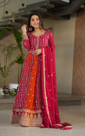 Vedant Vastram Georgette Embroidery & Sequence Work Stitched Ethnic Gown-Pink - Distacart