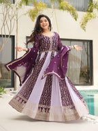 Vedant Vastram Georgette Embroidery & Sequence Work Stitched Ethnic Gown-Wine - Distacart
