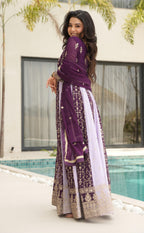 Vedant Vastram Georgette Embroidery & Sequence Work Stitched Ethnic Gown-Wine - Distacart