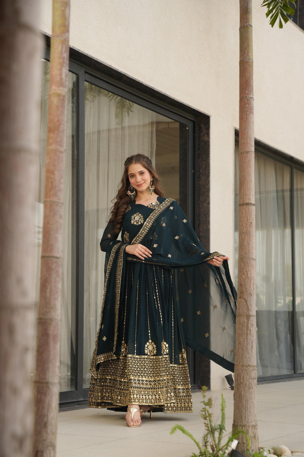Prazu Fashion Rama Georgette Rich Zari & Sequins Embroidered Gown - Distacart