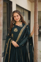 Prazu Fashion Rama Georgette Rich Zari & Sequins Embroidered Gown - Distacart