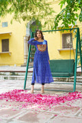 Prazu Fashion Blue Georgette Bandhej Print With Kutchi Patchwork Kurti For Navratri - Distacart