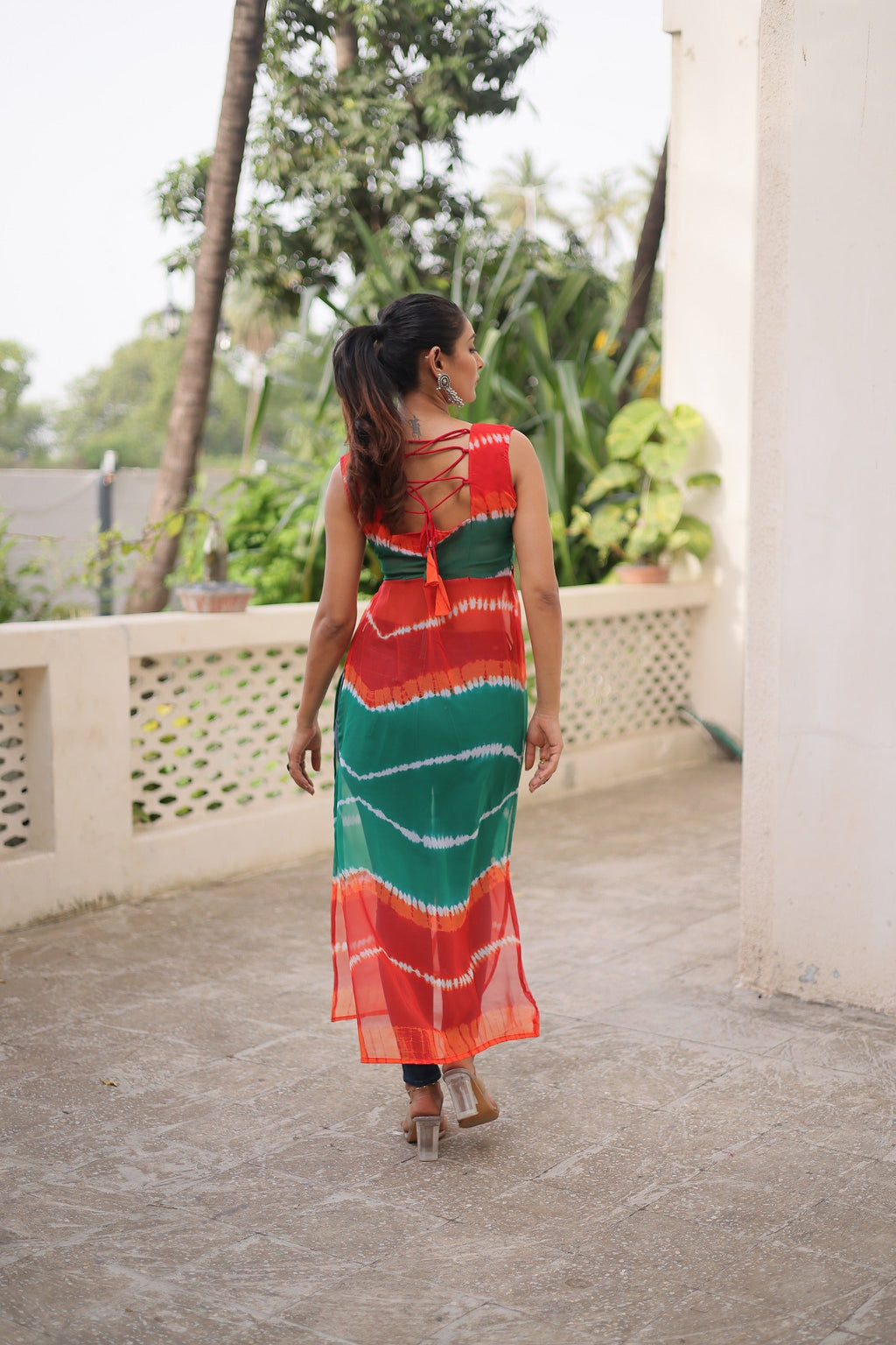 Prazu Fashion Orange Georgette Kutchi Gamthi Mirror Codi Work Kurti For Navratri - Distacart