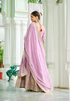 Vedant Vastram Georgette Embroidery & Sequence Work Stitched Ethnic Gown-Pink - Distacart