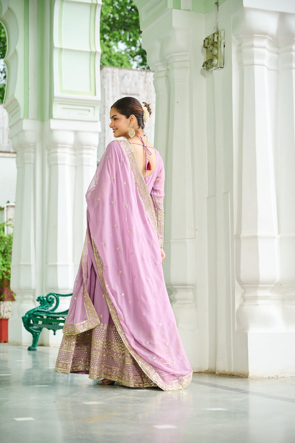 Prazu Fashion Sky Georgette Embroidered Gown With Dupatta - Distacart