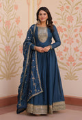 Vedant Vastram Georgette Embroidery & Sequence Work Stitched Ethnic Gown-Rama - Distacart